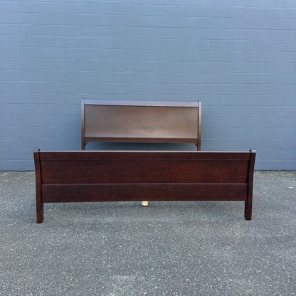 Solid Wood Dark Brown King Bed and Box Springs
