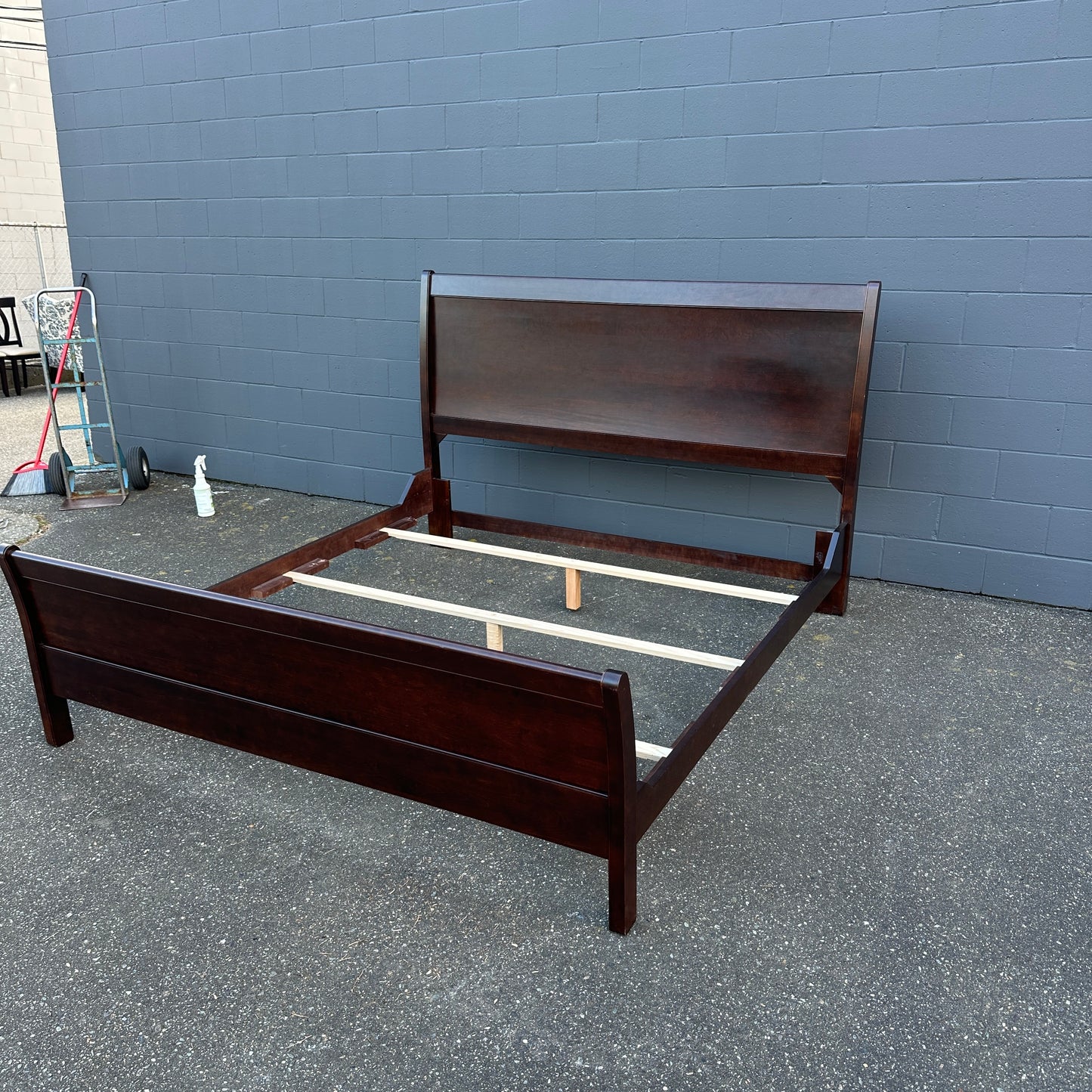 Solid Wood Dark Brown King Size Bed