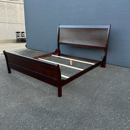 Solid Wood Dark Brown King Size Bed