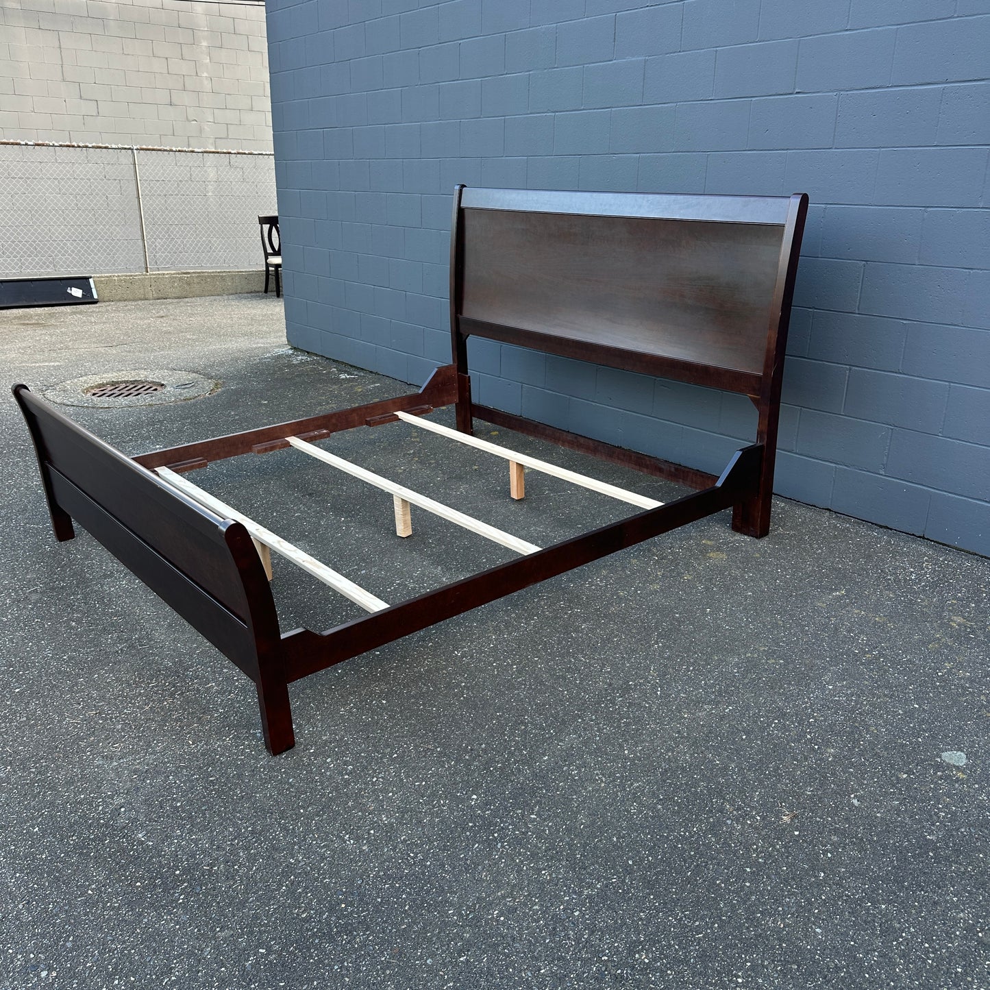Solid Wood Dark Brown King Size Bed
