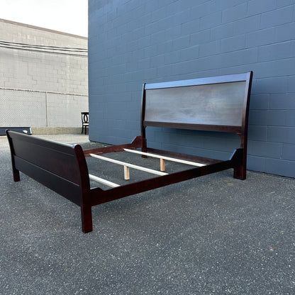 Solid Wood Dark Brown King Size Bed