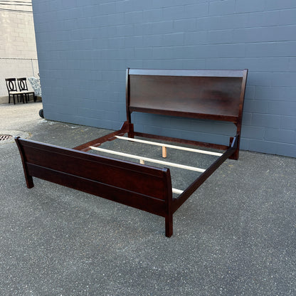 Solid Wood Dark Brown King Bed and Box Springs