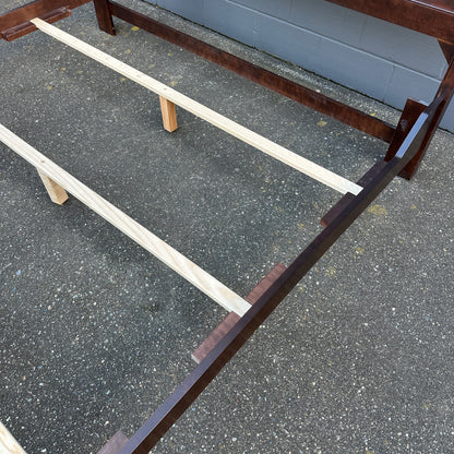 Solid Wood Dark Brown King Bed and Box Springs