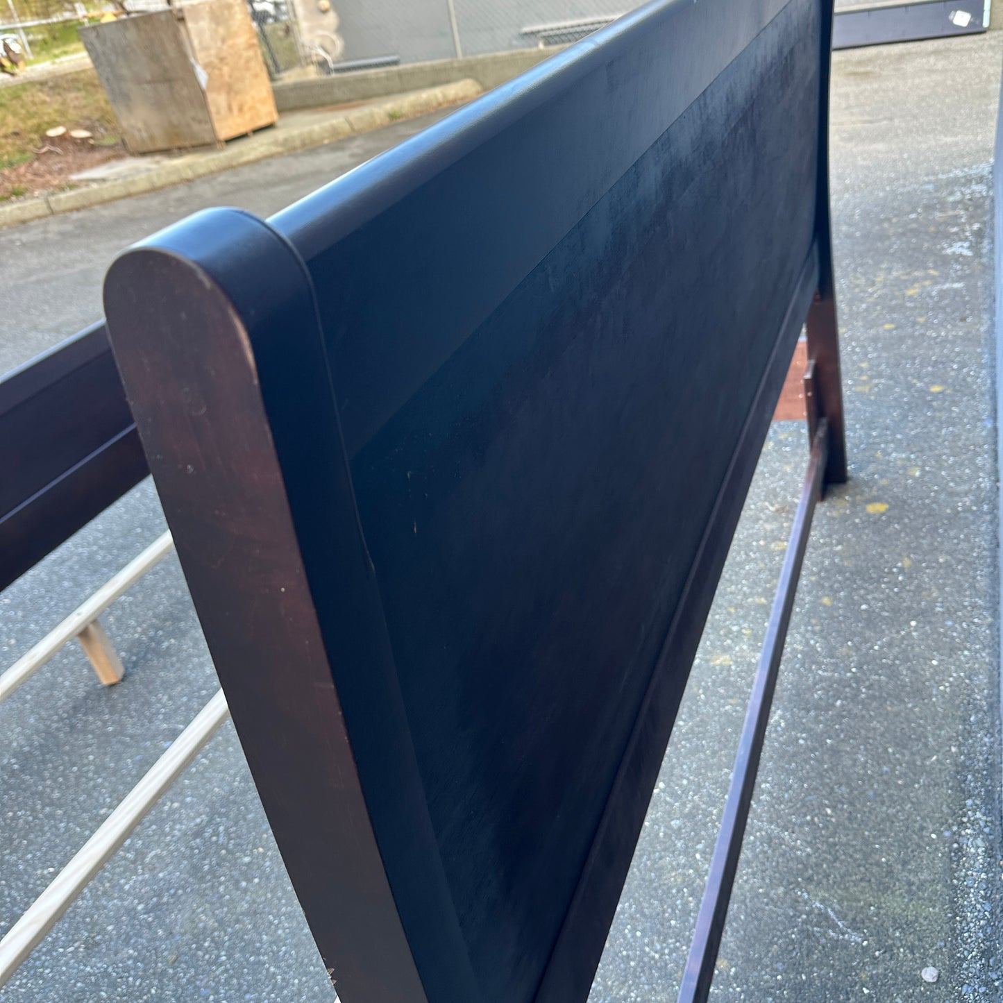 Solid Wood Dark Brown King Bed and Box Springs
