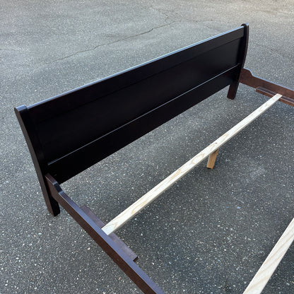 Solid Wood Dark Brown King Bed and Box Springs