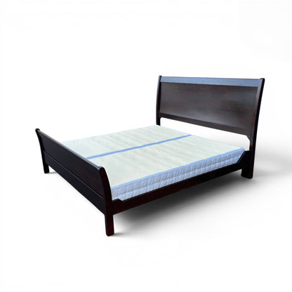 Solid Wood Dark Brown King Bed and Box Springs