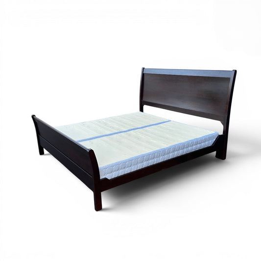 Solid Wood Dark Brown King Bed and Box Springs