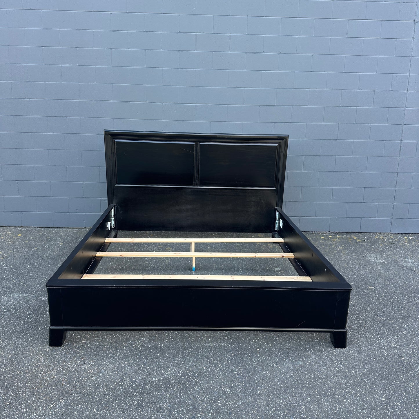 Black Solid Wood King Bed with Box Spring - Sandy Furniture