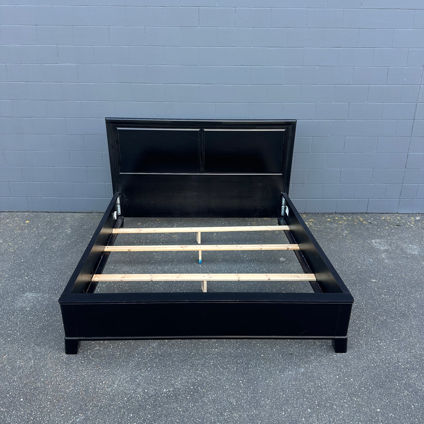Black Solid Wood King Bed with Box Spring - Sandy Furniture