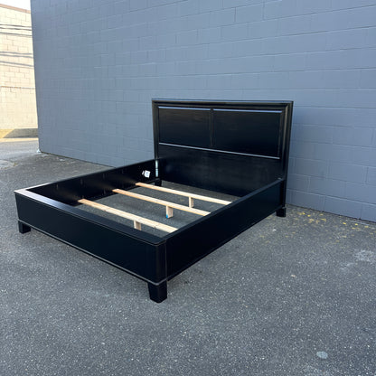 Black Solid Wood King Bed with Box Spring - Sandy Furniture