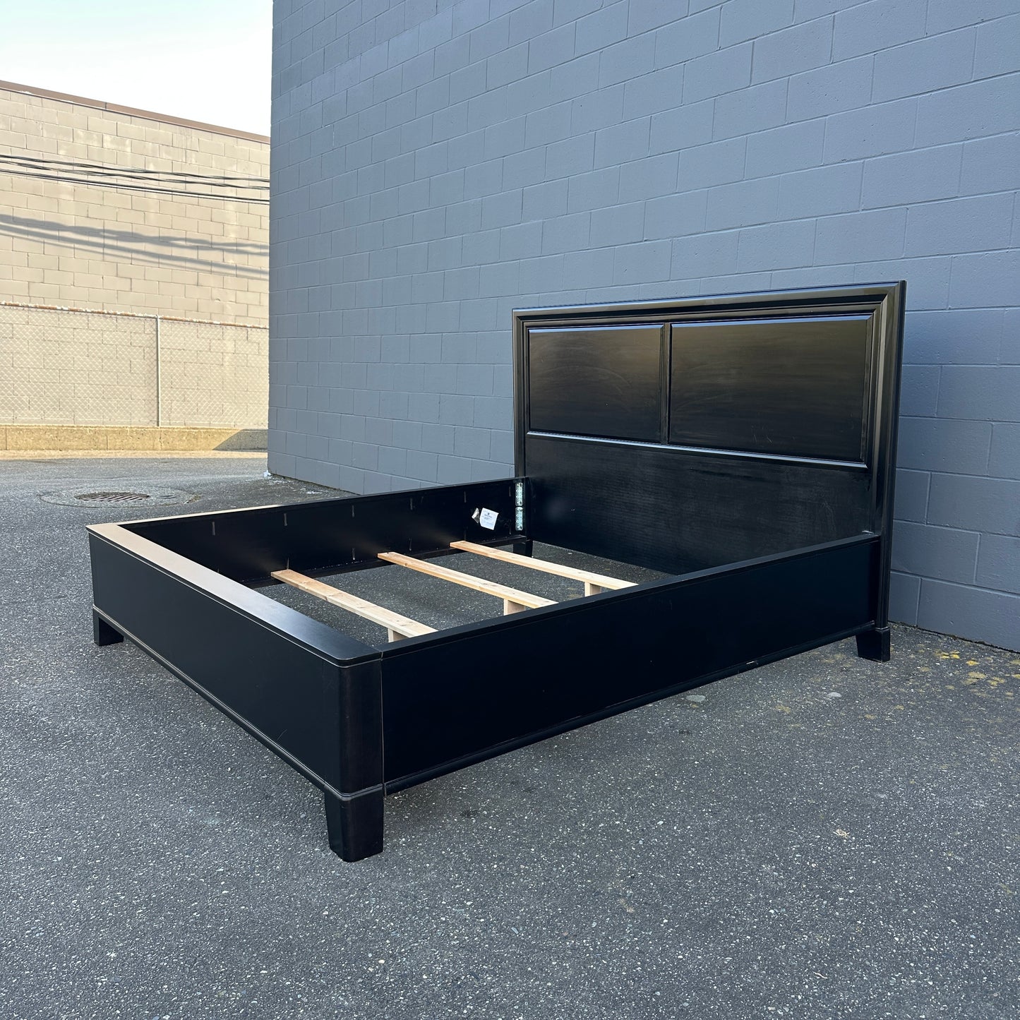 Black Solid Wood King Bed - Sandy Furniture
