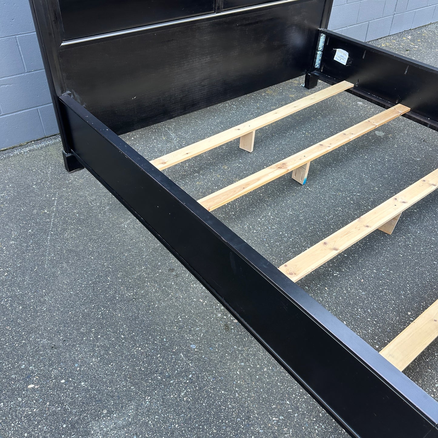 Black Solid Wood King Bed with Box Spring - Sandy Furniture