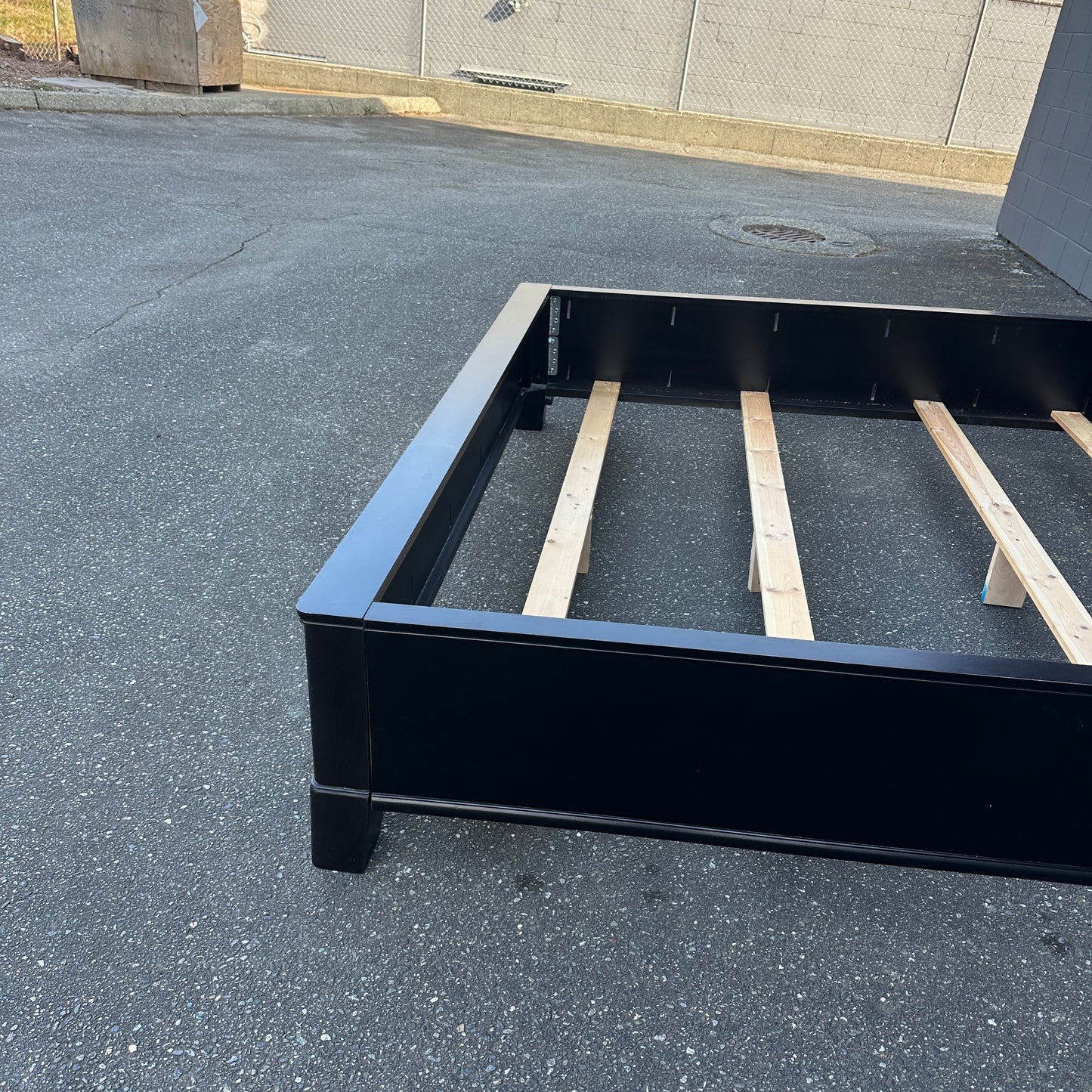 Black Solid Wood King Bed with Box Spring - Sandy Furniture