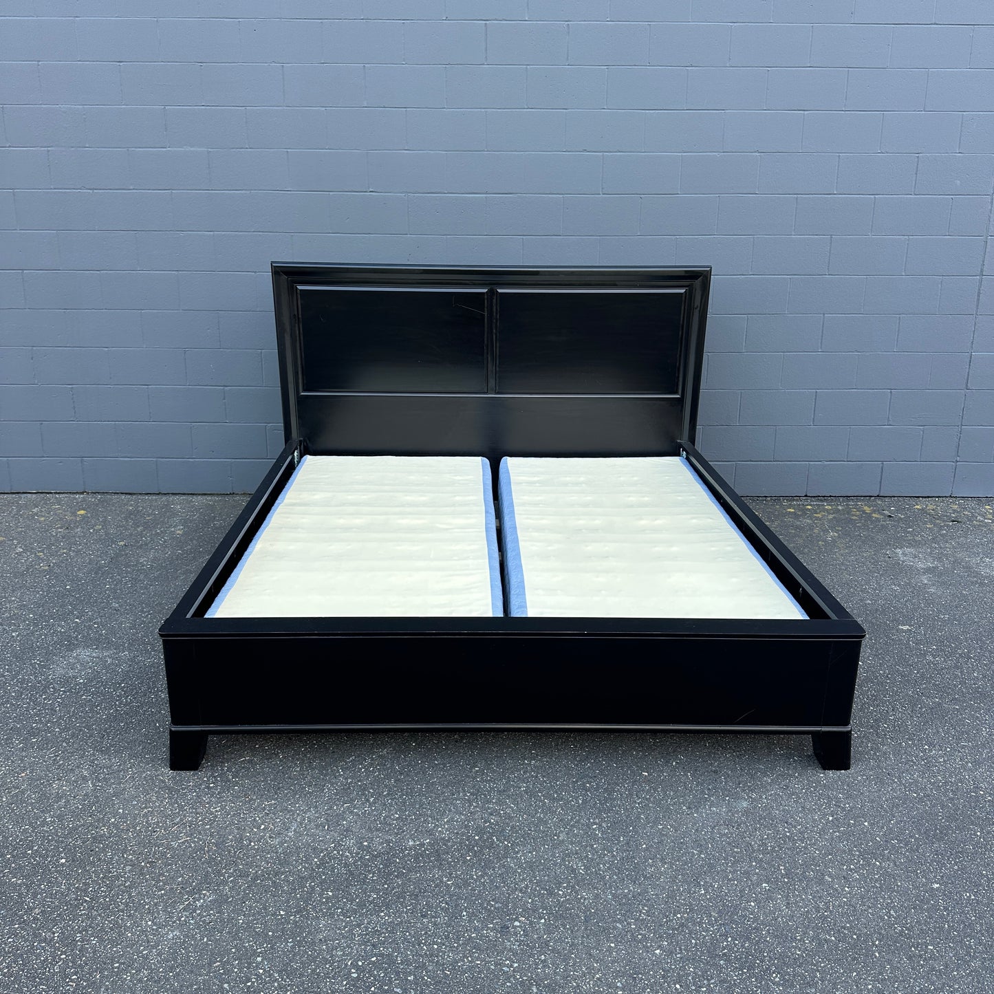 Black Solid Wood King Bed with Box Spring - Sandy Furniture