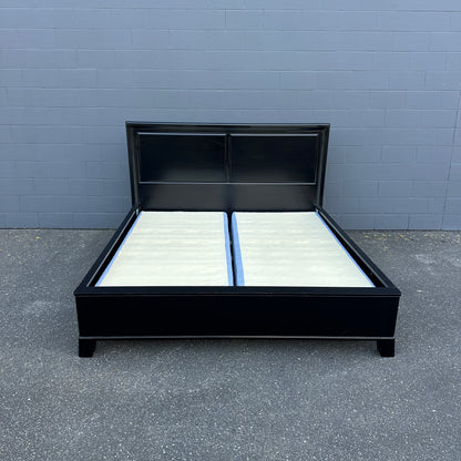 Black Solid Wood King Bed with Box Spring - Sandy Furniture