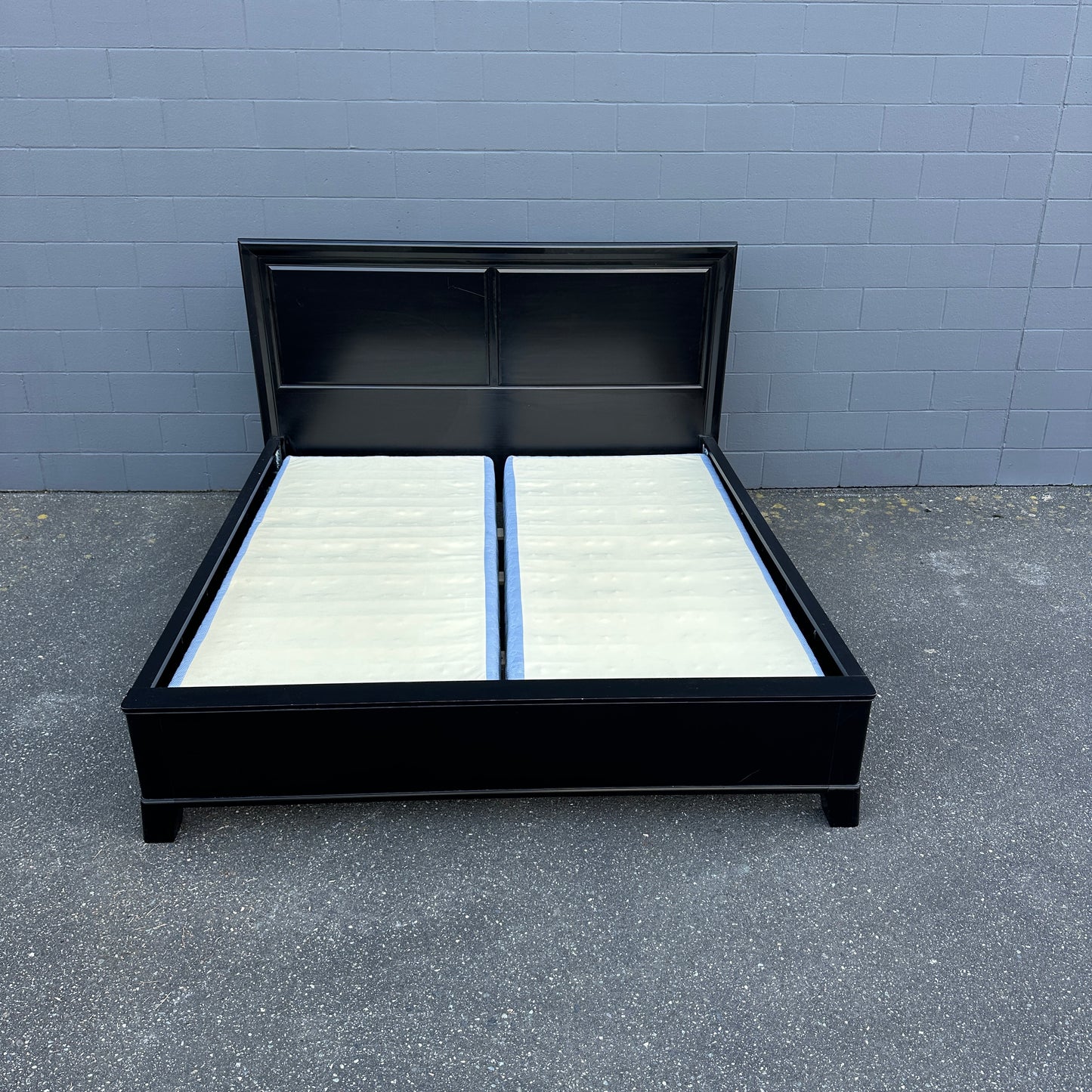 Black Solid Wood King Bed with Box Spring - Sandy Furniture