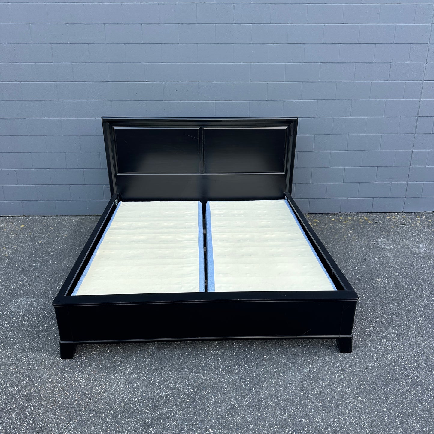 Black Solid Wood King Bed with Box Spring - Sandy Furniture