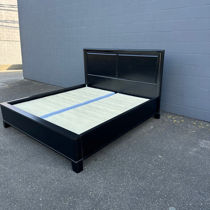 Black Solid Wood King Bed with Box Spring - Sandy Furniture