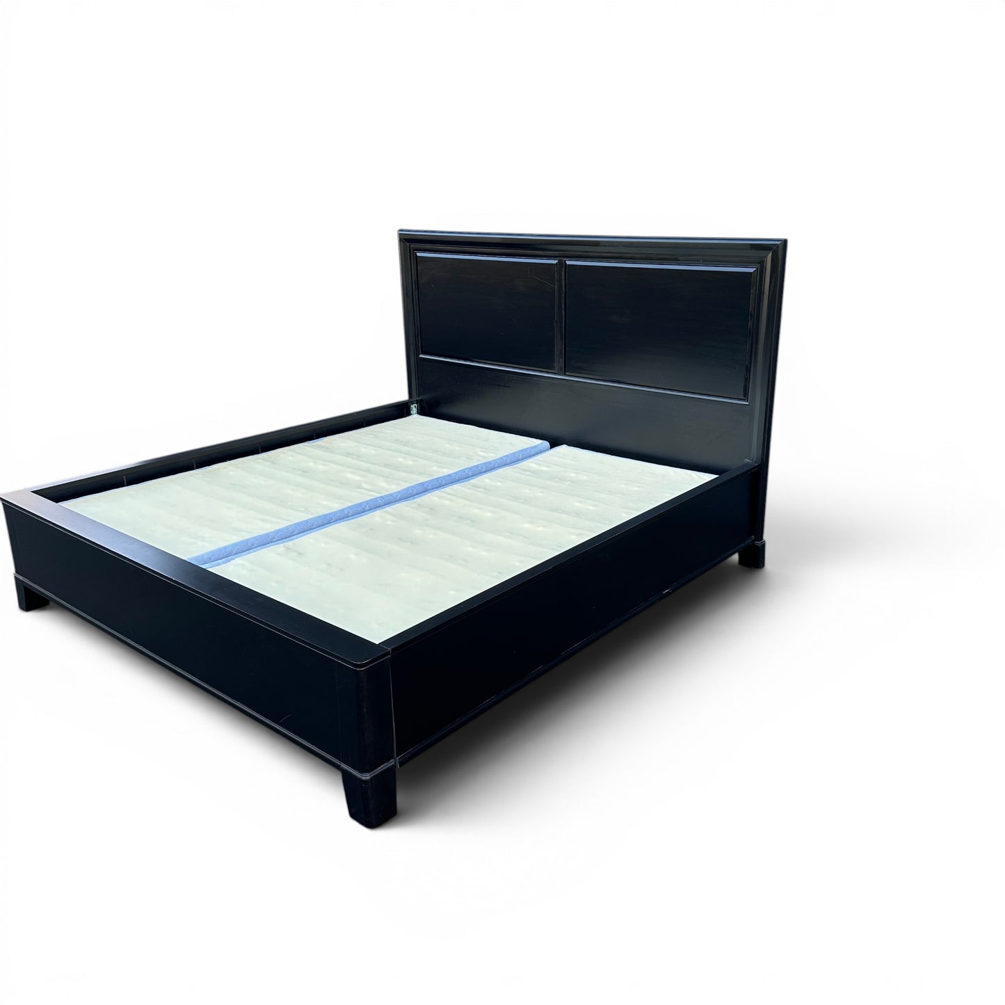 Black Solid Wood King Bed with Box Spring - Sandy Furniture