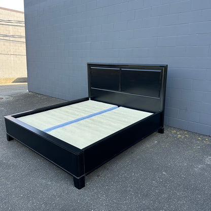 Black Solid Wood King Bed with Box Spring - Sandy Furniture