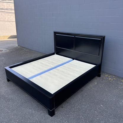 Black Solid Wood King Bed with Box Spring - Sandy Furniture