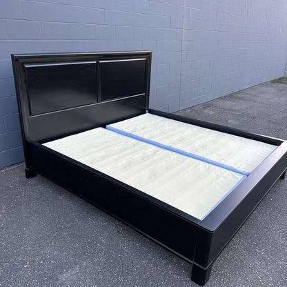 Black Solid Wood King Bed with Box Spring - Sandy Furniture