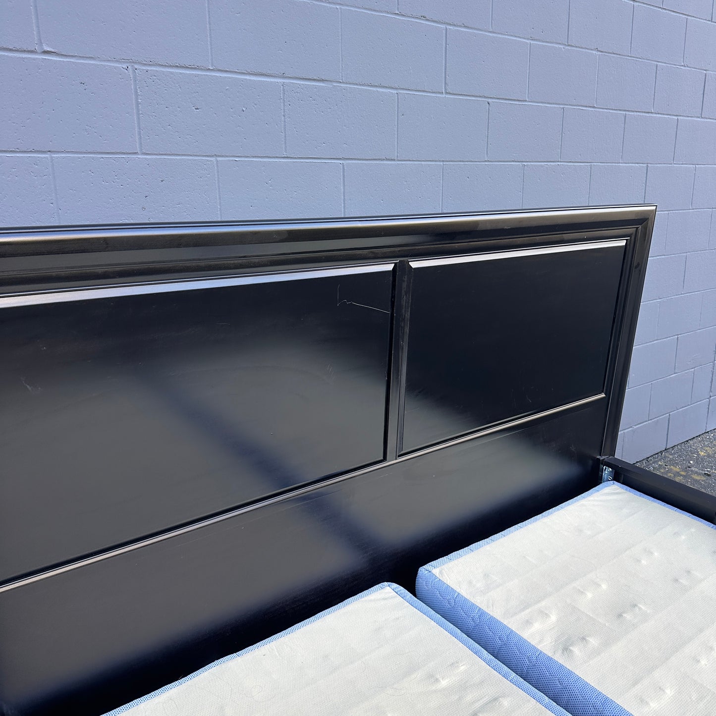 Black Solid Wood King Bed with Box Spring - Sandy Furniture