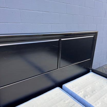 Black Solid Wood King Bed with Box Spring - Sandy Furniture