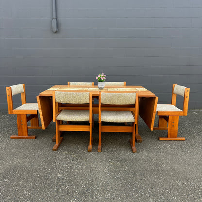 Rare MCM Danish Teak & Tile Dining Set – Poul H. Poulsen for Gangsø Møbler (7-Piece)