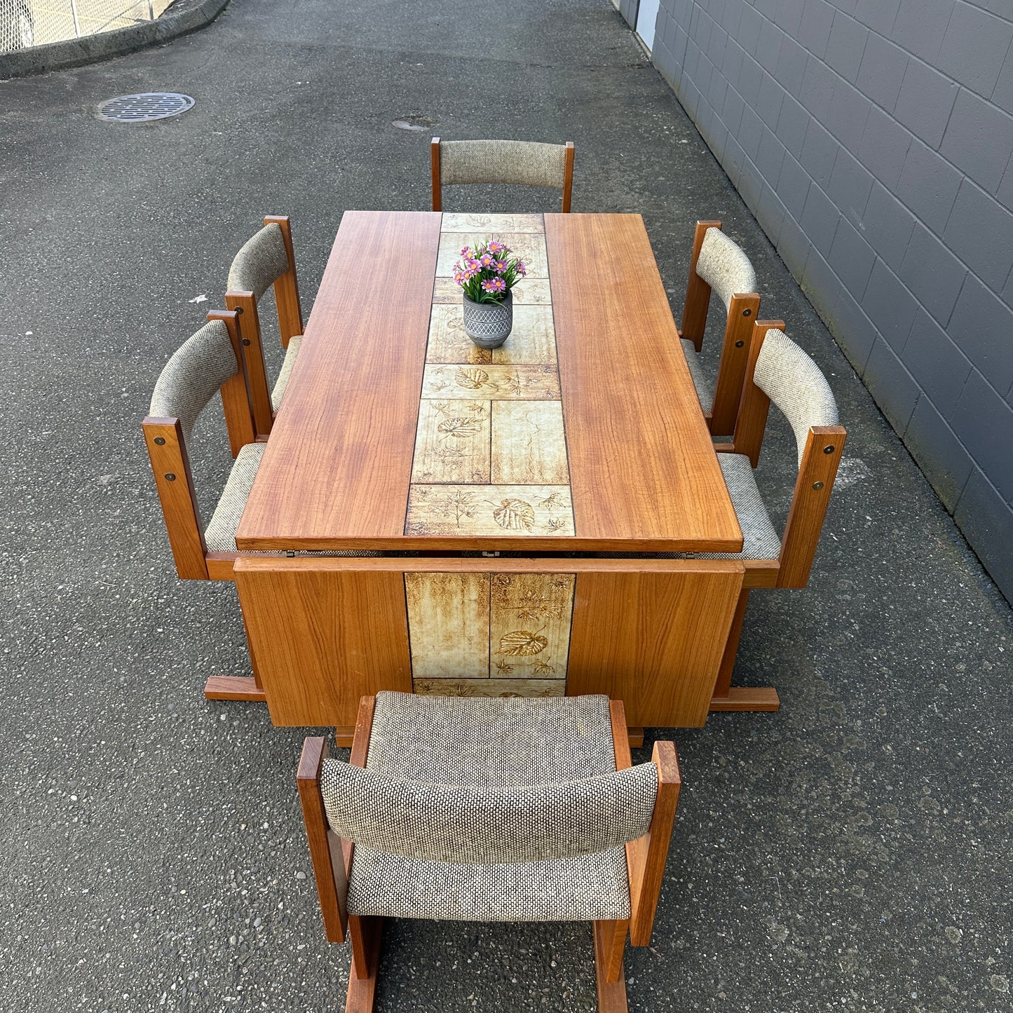Rare MCM Danish Teak & Tile Dining Set – Poul H. Poulsen for Gangsø Møbler (7-Piece)
