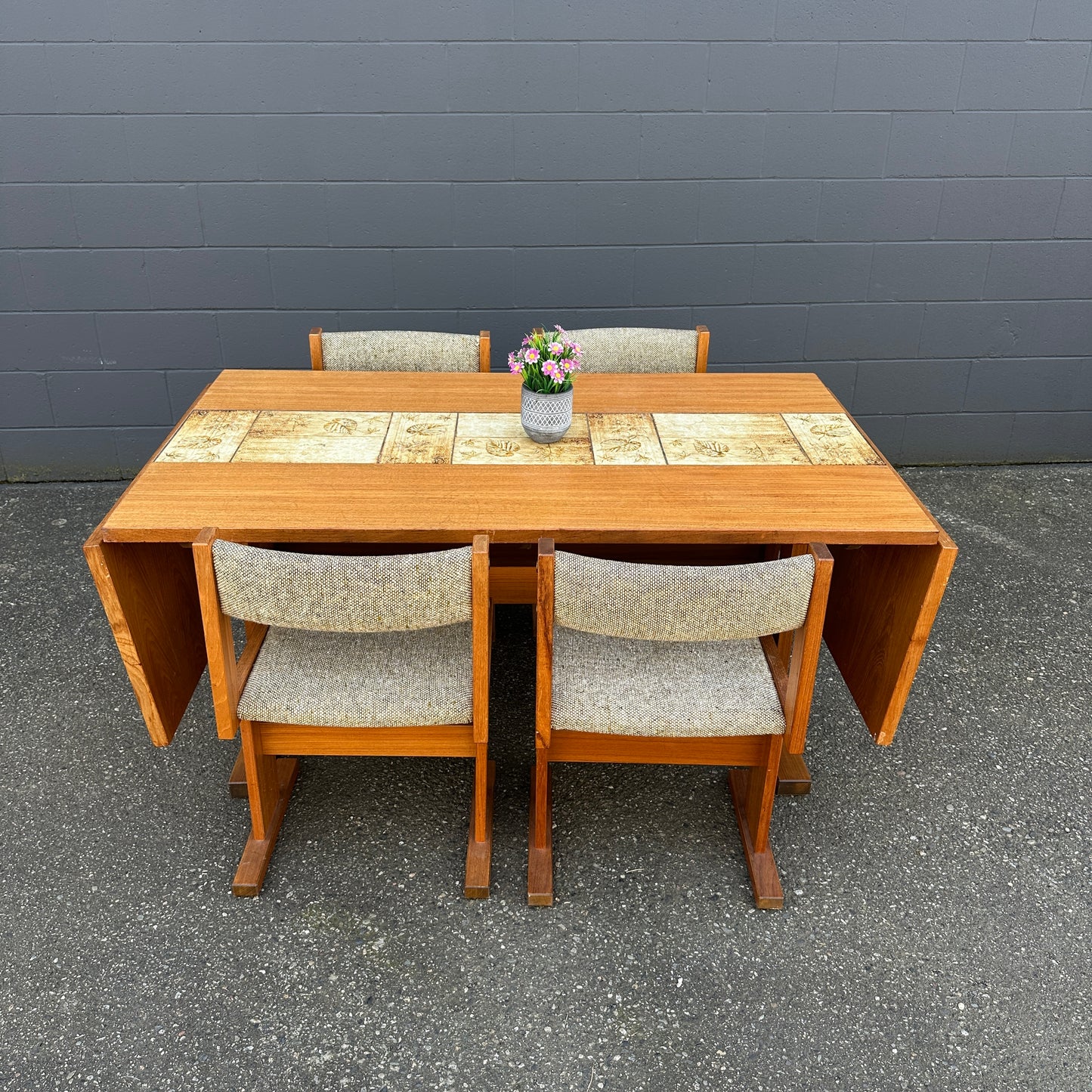 Rare MCM Danish Teak & Tile Dining Set – Poul H. Poulsen for Gangsø Møbler (7-Piece)