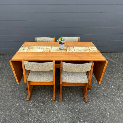 Rare MCM Danish Teak & Tile Dining Set – Poul H. Poulsen for Gangsø Møbler (7-Piece)