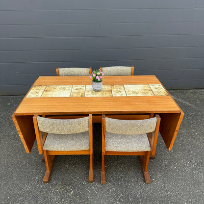 Rare MCM Danish Teak & Tile Dining Set – Poul H. Poulsen for Gangsø Møbler (7-Piece)