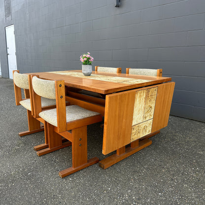 Rare MCM Danish Teak & Tile Dining Set – Poul H. Poulsen for Gangsø Møbler (7-Piece)