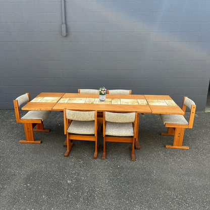 Rare MCM Danish Teak & Tile Dining Set – Poul H. Poulsen for Gangsø Møbler (7-Piece)