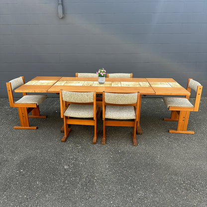 Rare MCM Danish Teak & Tile Dining Set – Poul H. Poulsen for Gangsø Møbler (7-Piece)
