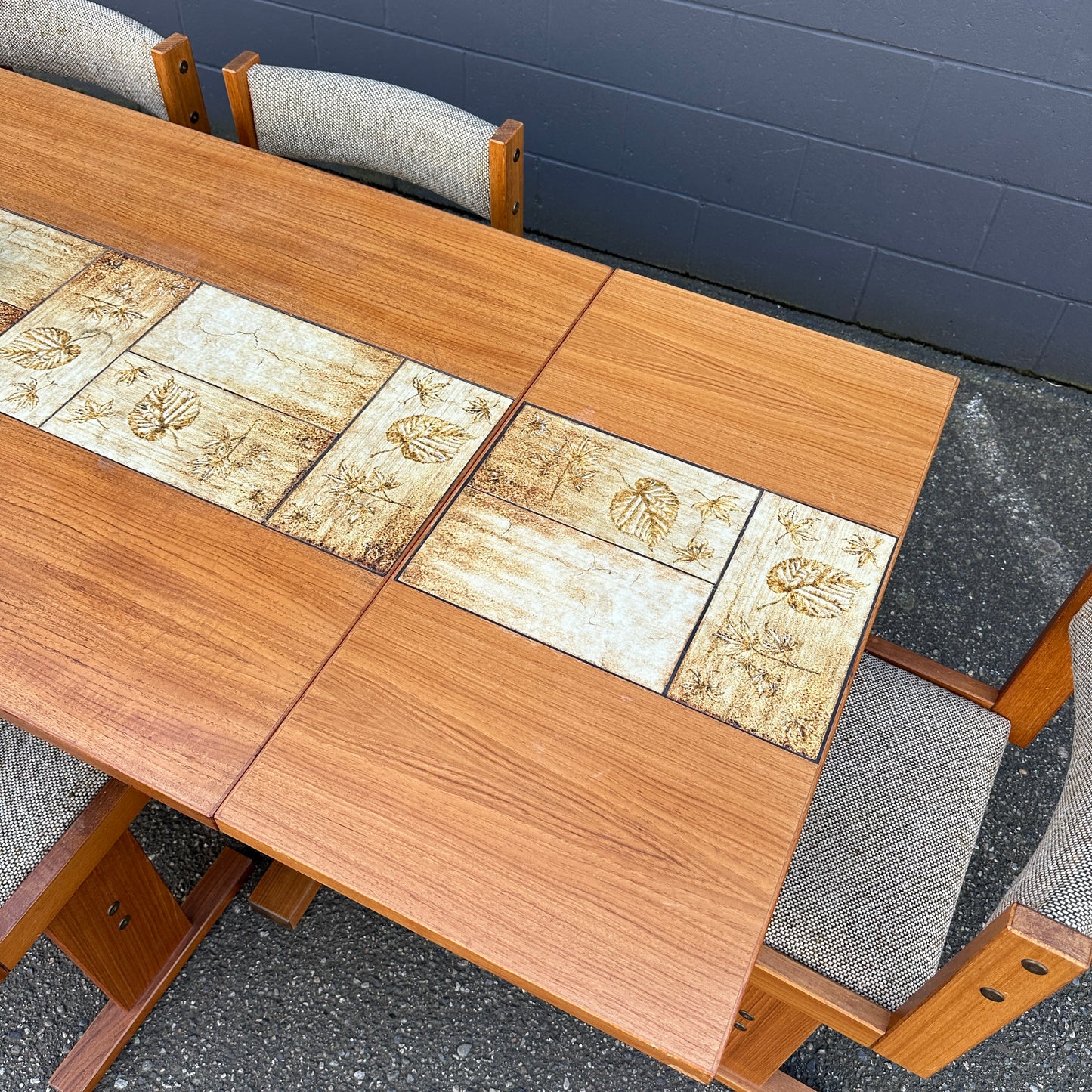 Rare MCM Danish Teak & Tile Dining Set – Poul H. Poulsen for Gangsø Møbler (7-Piece)