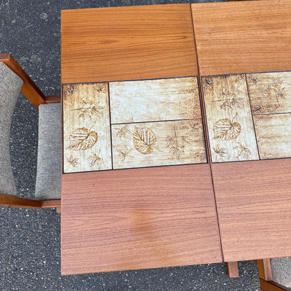 Rare MCM Danish Teak & Tile Dining Set – Poul H. Poulsen for Gangsø Møbler (7-Piece)