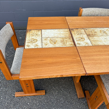 Rare MCM Danish Teak & Tile Dining Set – Poul H. Poulsen for Gangsø Møbler (7-Piece)