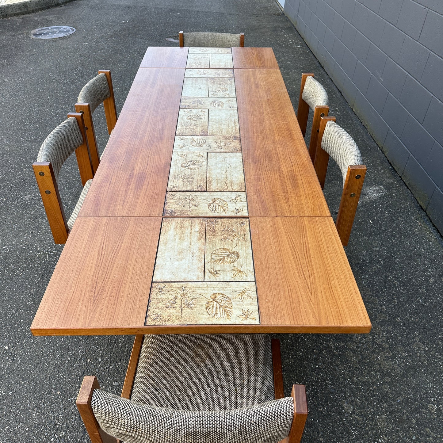 Rare MCM Danish Teak & Tile Dining Set – Poul H. Poulsen for Gangsø Møbler (7-Piece)