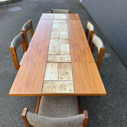 Rare MCM Danish Teak & Tile Dining Set – Poul H. Poulsen for Gangsø Møbler (7-Piece)