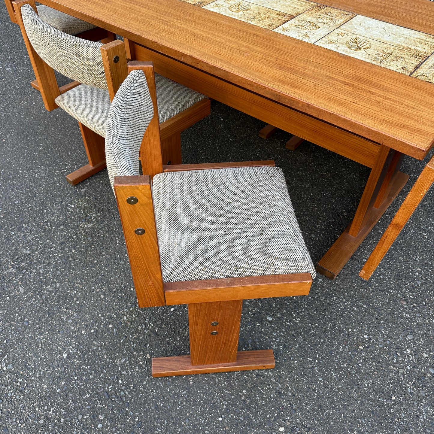 Rare MCM Danish Teak & Tile Dining Set – Poul H. Poulsen for Gangsø Møbler (7-Piece)