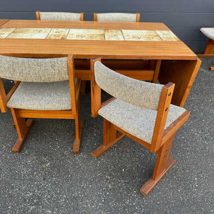 Rare MCM Danish Teak & Tile Dining Set – Poul H. Poulsen for Gangsø Møbler (7-Piece)