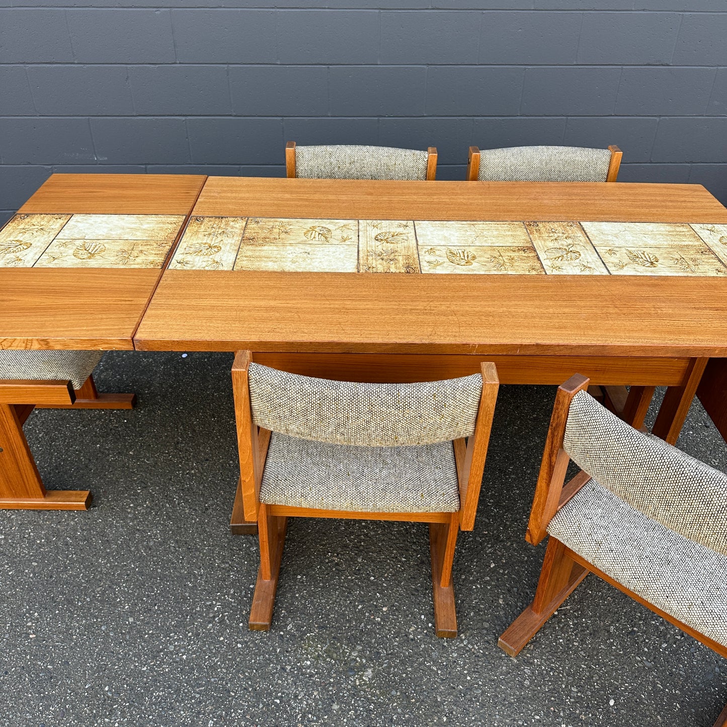 Rare MCM Danish Teak & Tile Dining Set – Poul H. Poulsen for Gangsø Møbler (7-Piece)