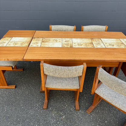 Rare MCM Danish Teak & Tile Dining Set – Poul H. Poulsen for Gangsø Møbler (7-Piece)
