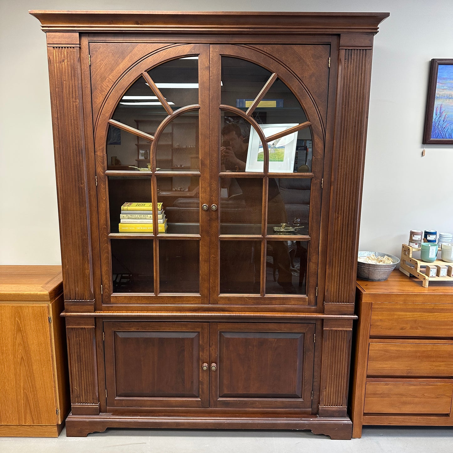 Ethan Allen Arched Glass Display Cabinet