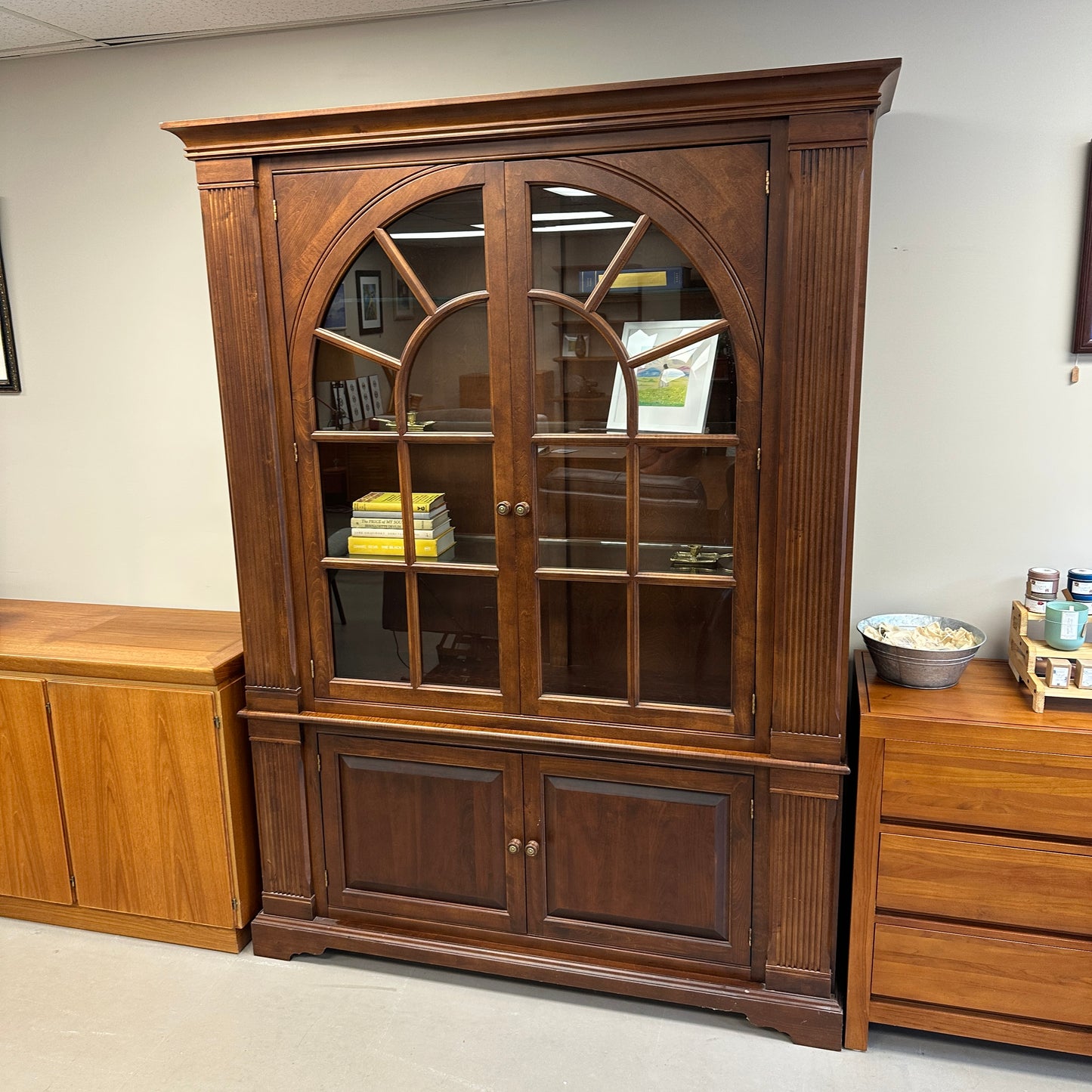 Ethan Allen Arched Glass Display Cabinet
