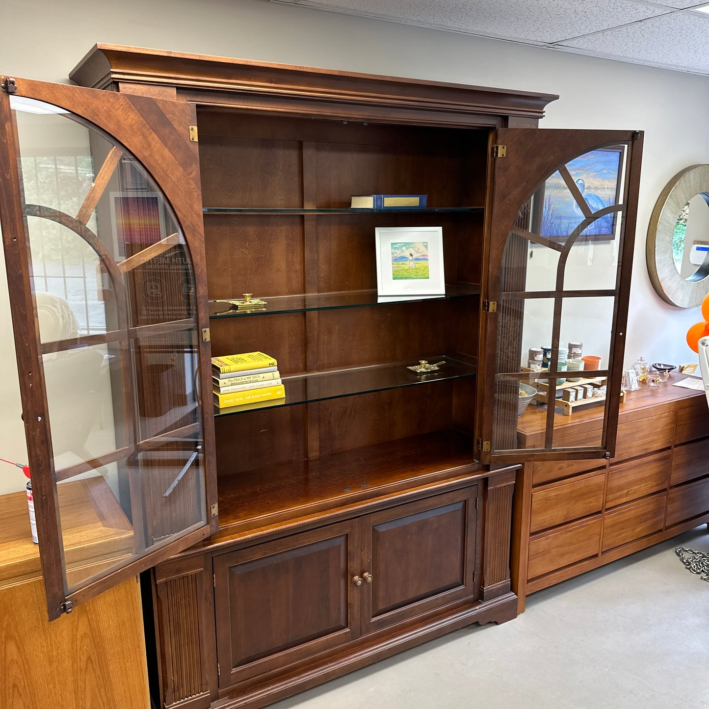 Ethan Allen Arched Glass Display Cabinet