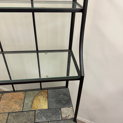 Metal Baker’s Rack with Tile Top & Glass Shelf Wine Storage