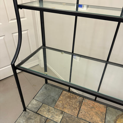 Metal Baker’s Rack with Tile Top & Glass Shelf Wine Storage